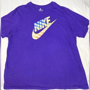 Nike 3XL purple tee with colorful striped insignia